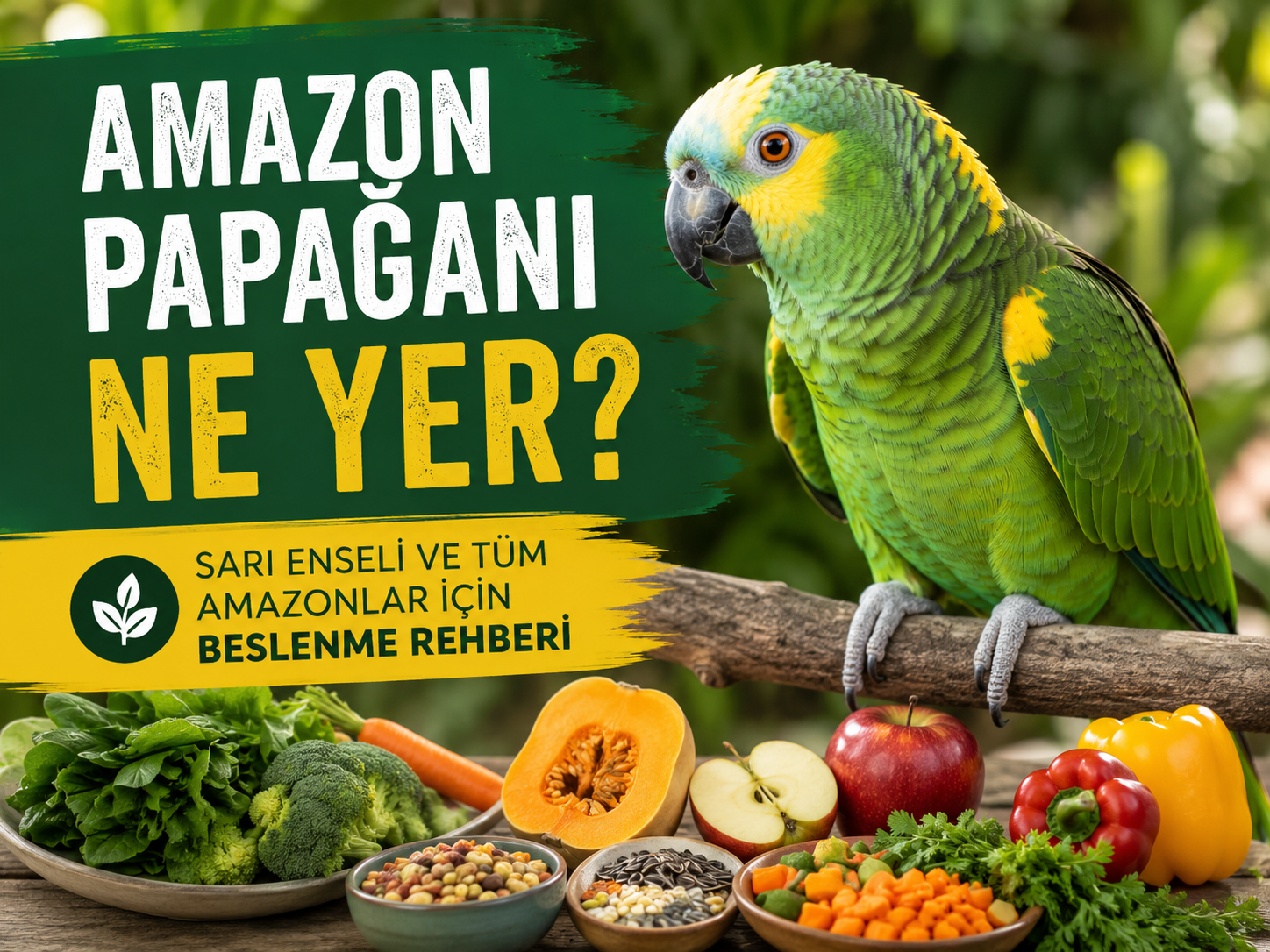 Amazon Papağanı Ne Yer? Sarı Enseli ve Tüm Amazonlar İçin Beslenme Rehberi