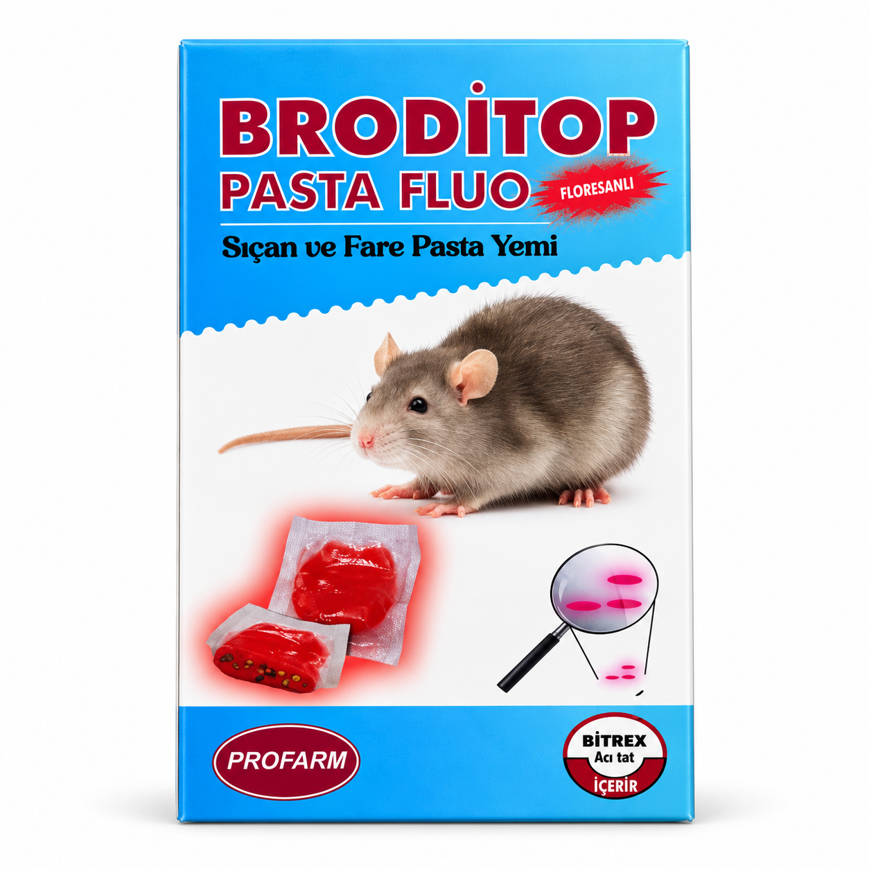 Broditop Pasta Fluo Floresanlı Sıçan ve Fare Pasta Yemi 100 g - Profarm