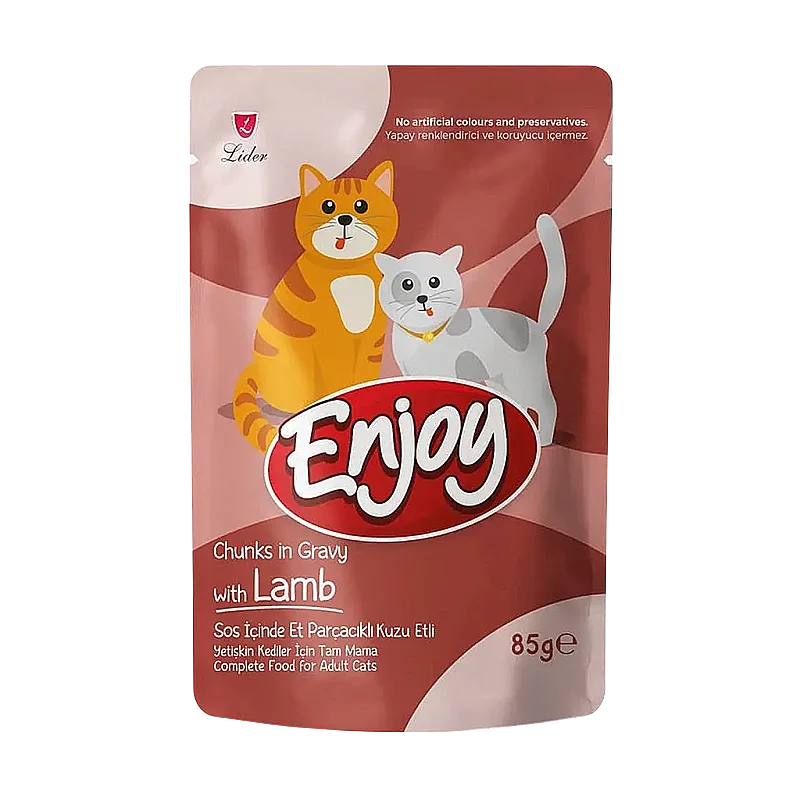 Enjoy Sos İçinde Et Parçacıklı Kuzu Etli Kedi Yaş Maması 85 Gr - 1