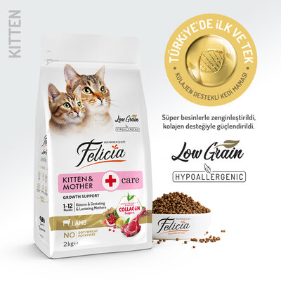 Felicia Yavru Kuzu Etli Az Tahıllı Hypoallergenic Kedi Maması 12 Kg - 1