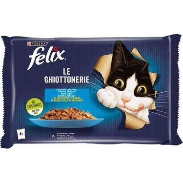 Felix Ekonomik Paket Somonlu Ton Balıklı Yetişkin Kedi Pouch Kedi Yaş Maması 4'lü 85 Gr - 1