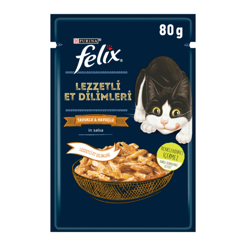 Felix Tavuklu Lezzet Dilimleri Pouch Mama 80 Gr - 1