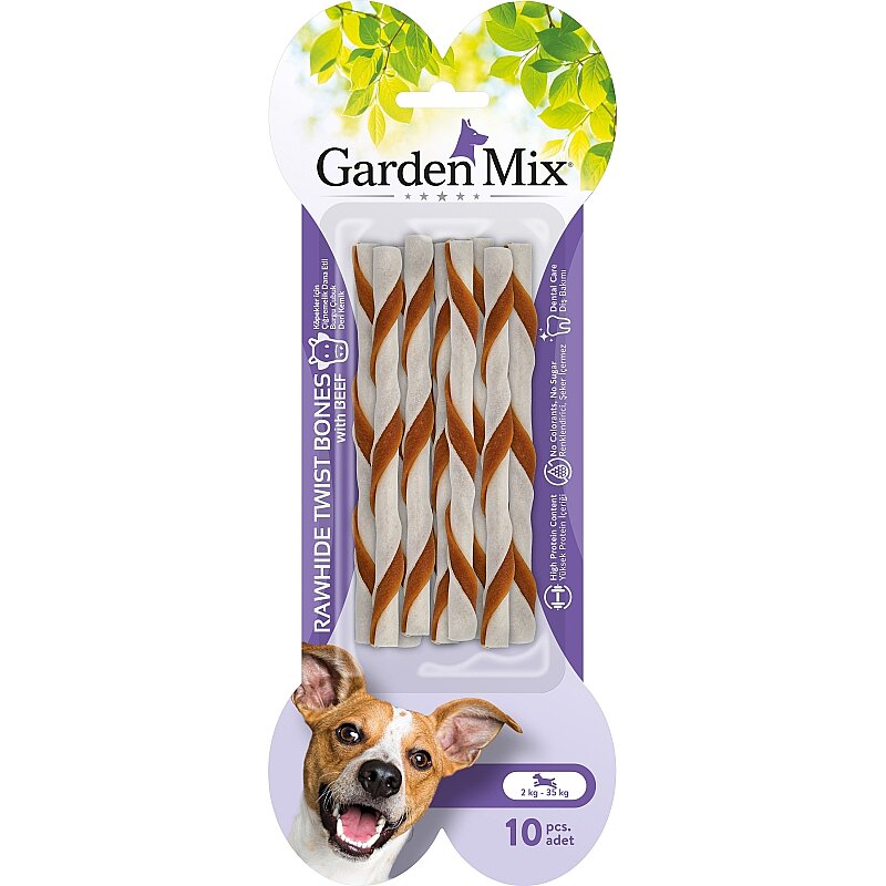 Garden Mix Dana Etli Burgu Çubuk Kemik Köpek Ödülü 10'lu - 1