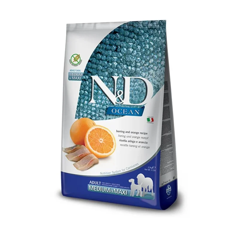 N&D Ocean Prime Ringa Balığı & Portakal Adult Mini Yetişkin Köpek Maması 2,5 Kg - 1