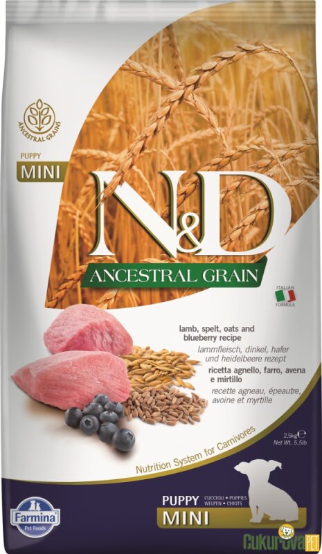 N&D Ancestral Grain Dog Lamb Spelt Oats & Blueberry Puppy Köpek Maması Mini 2,5 Kg - 1