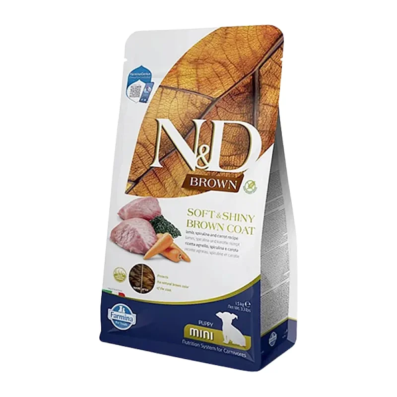 N&D Brown Kuzu Etli, Spirulinalı ve Havuçlu Mini Irk Yavru Köpek Maması 1.5 Kg - 1