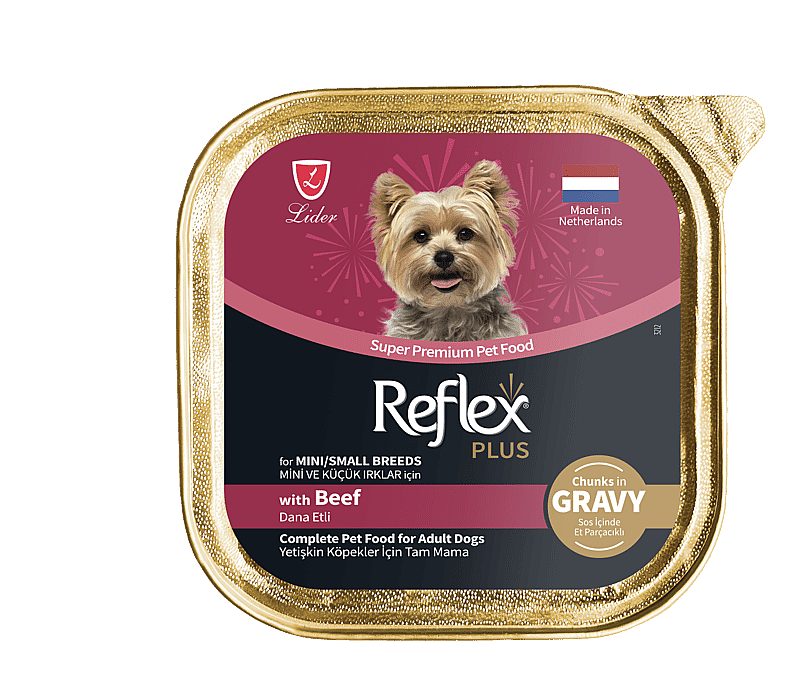 Reflex Plus Sos İçinde Et Parçacıklı Dana Etli Mini ve Küçük Irklar için Yetişkin Köpek Maması 85 Gr - 1