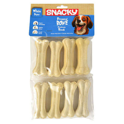 Snacky Köpek Çiğneme Kemiği 7,5 Cm 8'li 180 Gr 10 Paket Beyaz - Snacky
