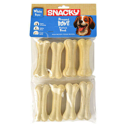 Snacky Köpek Çiğneme Kemiği 7,5 cm 8'li 180 g 10 Paket Beyaz - 1