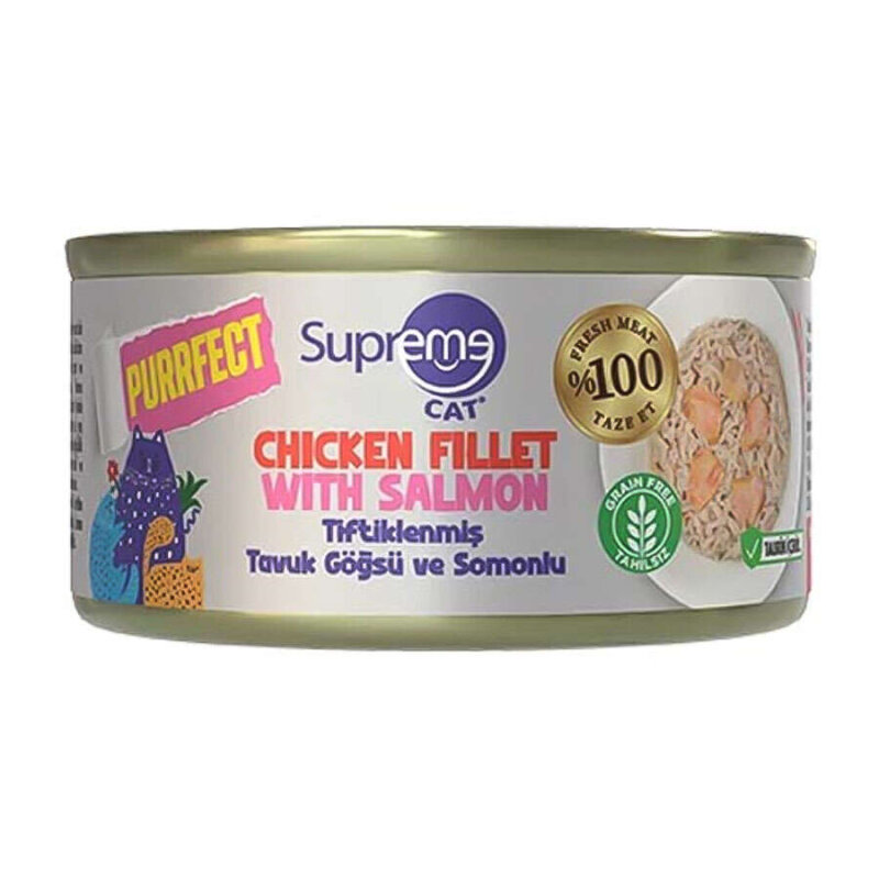 Supreme W Cat Premium Konserve Tiftiklenmiş Tavuk Somon 70 Gr - 1