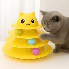 Üç Katlı Kedi Kulesi Sarı - 1