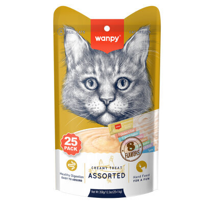 Wanpy Karışık 8 Lezzetli Krema Kedi Ödülü 25 x 14 Gr - 1
