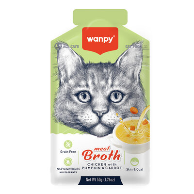 Wanpy Kediler İçin Bal Kabağı & Havuçlu Tavuk Eti Çorbası 50 Gr - 1