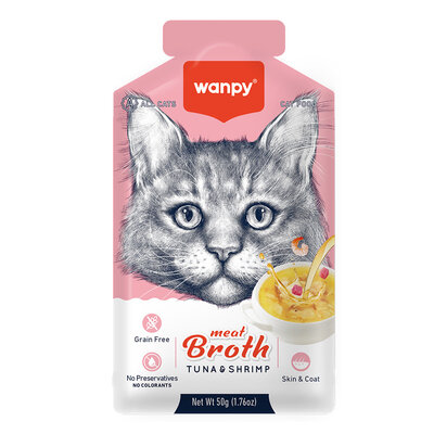 Wanpy Kediler İçin Karidesli Ton Balığı Eti Çorbası 50 Gr - 1