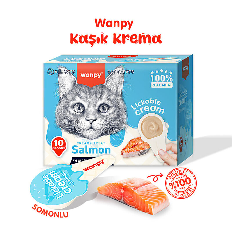 Wanpy Somonlu Kaşıklı Kedi Ödül Kreması - 1