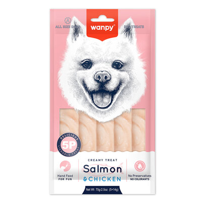 Wanpy Somonlu & Tavuklu Krema Köpek Ödülü 5 x 14 Gr - 1