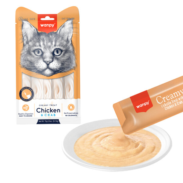 Wanpy Tavuk Yengeç Krema Ödül 5 x 14 Gr Kedi - 1