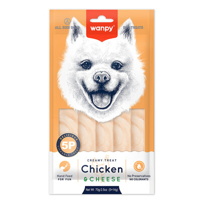 Wanpy Tavuklu & Peynirli Krema Köpek Ödülü 5 x 14 Gr - Wanpy