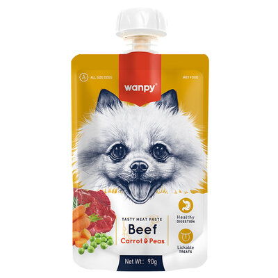 Wanpy Taze Sığır Etli & Havuçlu Köpek Et Ezmesi Köpek Yaş Maması 90 Gr 10'lu - 1