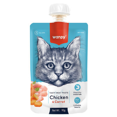 Wanpy Taze Tavuklu & Havuçlu Kedi Et Ezmesi Kedi Yaş Maması 90 Gr 10'lu - 1