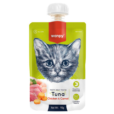 Wanpy Taze Ton Balıklı & Tavuklu Kedi Et Ezmesi Kedi Yaş Maması 90 Gr 10'lu - 1
