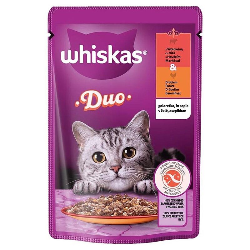 Whiskas Duo Kümes Hayvanlı ve Sığır Etli Kedi Maması 85 Gr - 1