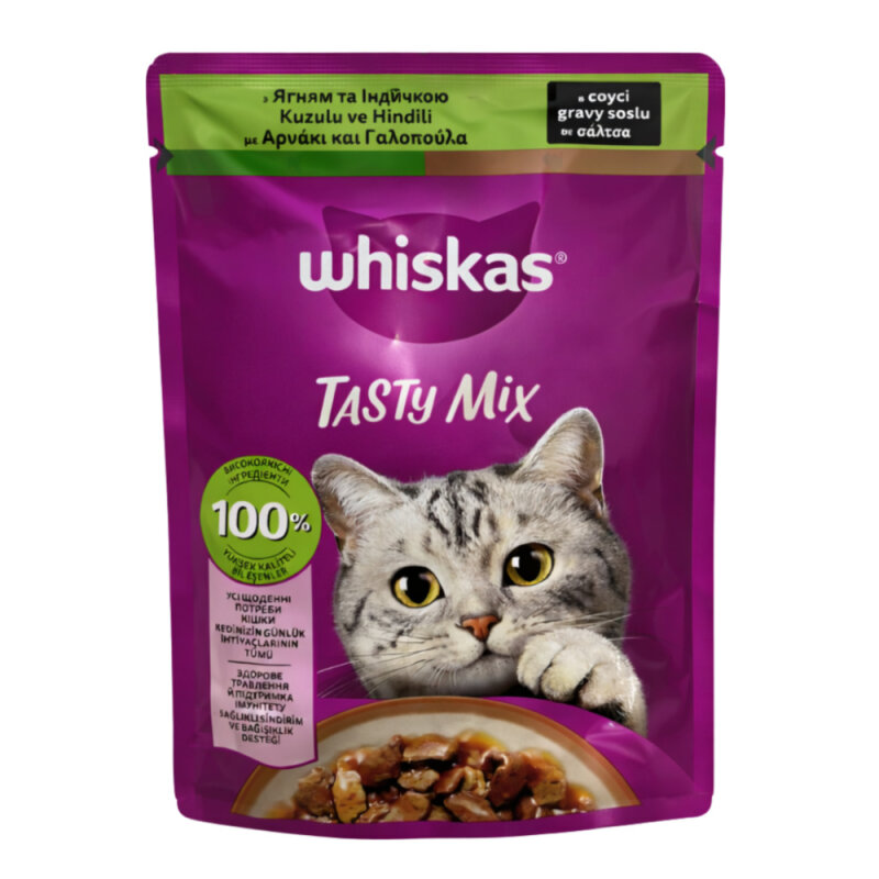 Whiskas Tasty Mix Kuzulu ve Hindili Yetişkin Kedi Pouch Kedi Yaş Maması 85 Gr - 1